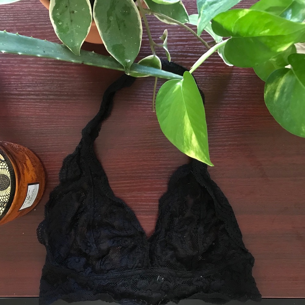 Urban Outfitters black lace halter bralette
